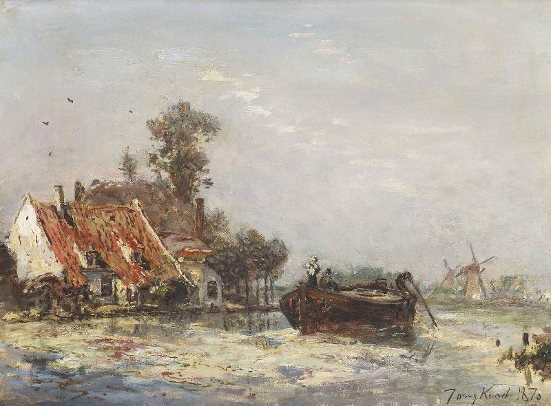 Johan Barthold Jongkind River near Rotterdam oil painting image